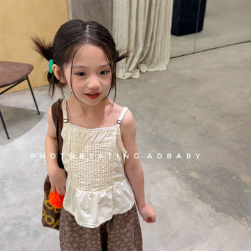 Sleeveless Pin-tuck Lace Cami ドット ノースリーブキャミソール【mh0013450】 ADbaby タンクトップ・キャミソール・ノースリーブトップス