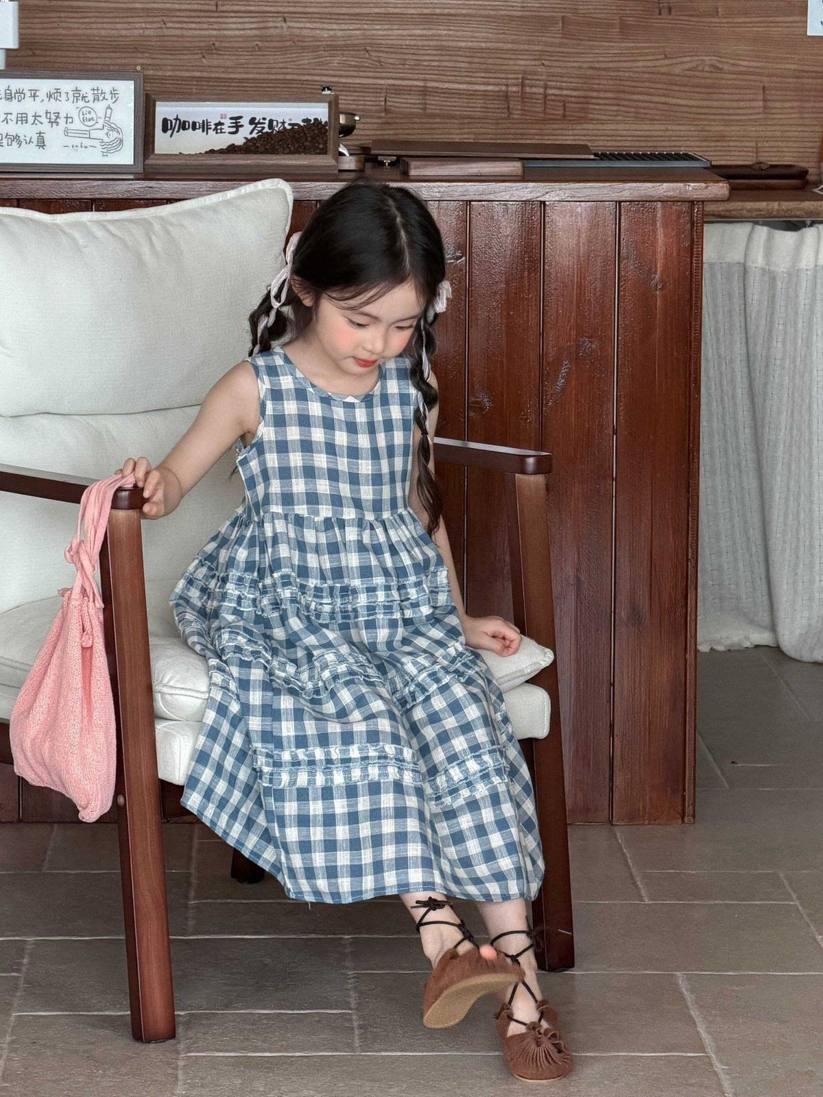 Sleeveless Plaid Cake Vest Dress チェック ノースリーブワンピース【mh0013289】 Mu Zika ノースリーブワンピース
