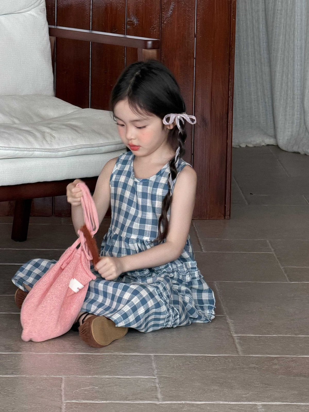 Sleeveless Plaid Cake Vest Dress チェック ノースリーブワンピース【mh0013289】 Mu Zika ノースリーブワンピース