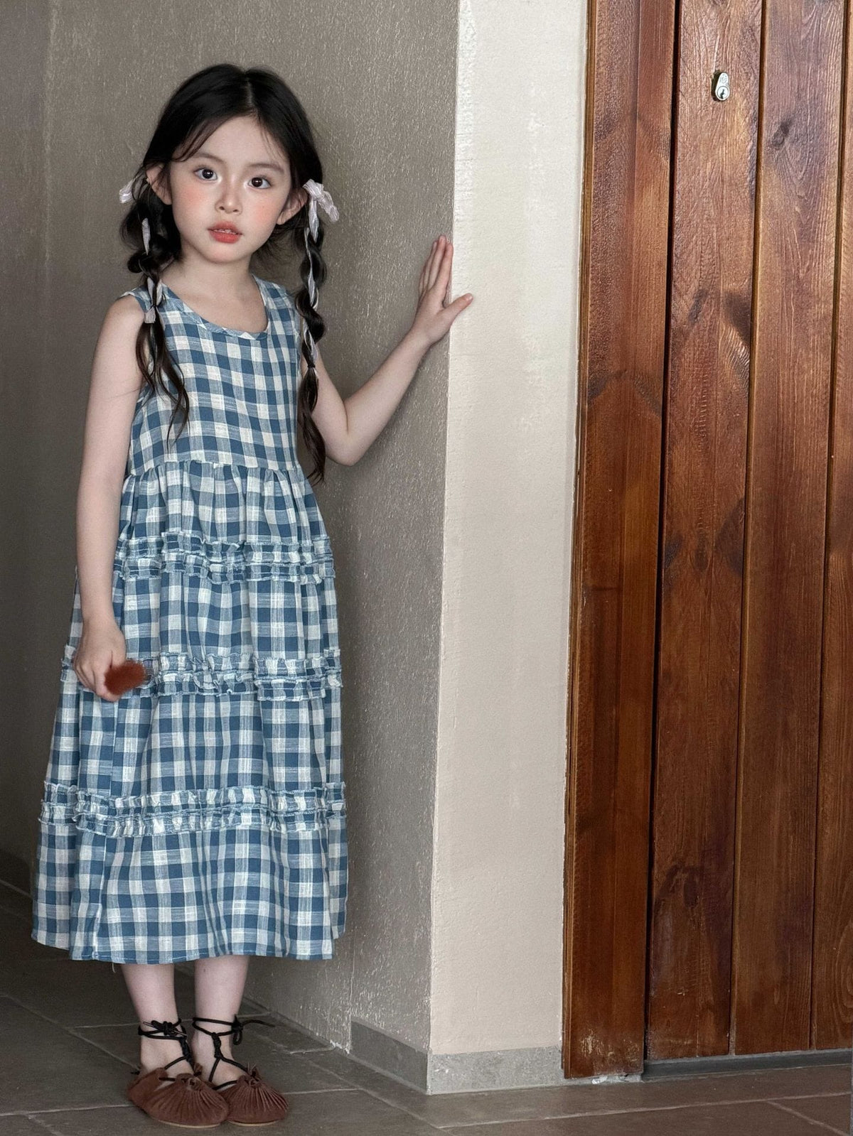 Sleeveless Plaid Cake Vest Dress チェック ノースリーブワンピース【mh0013289】 Mu Zika ノースリーブワンピース