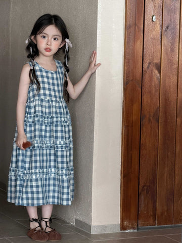 Sleeveless Plaid Cake Vest Dress チェック ノースリーブワンピース【mh0013289】 Mu Zika ノースリーブワンピース