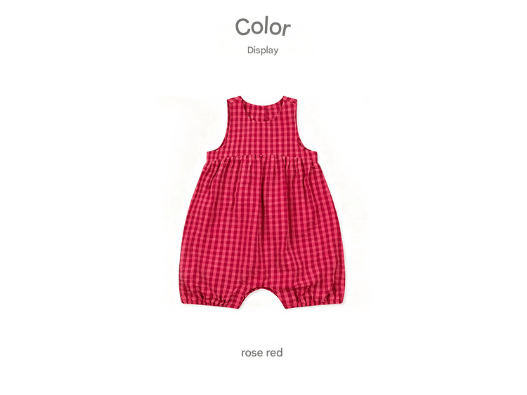 Sleeveless Plaid Gathering Romper チェック ノースリーブロンパース【mh0013495】 Beitaoya ノースリーブロンパース