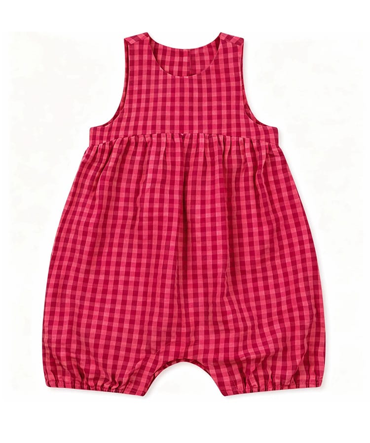 Sleeveless Plaid Gathering Romper チェック ノースリーブロンパース【mh0013495】 Beitaoya ノースリーブロンパース