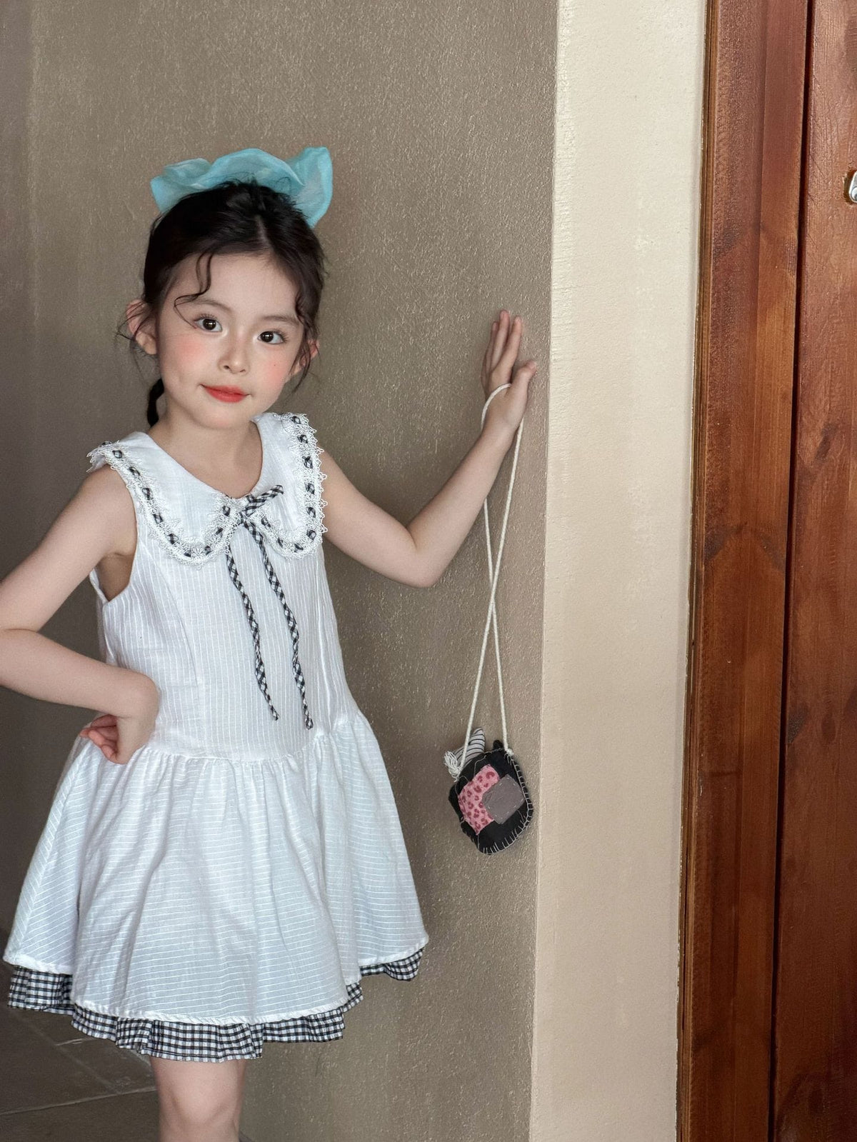 Sleeveless Plaid Patchwork Princess Dress チェック ノースリーブワンピース【mh0013291】 Mu Zika ノースリーブワンピース
