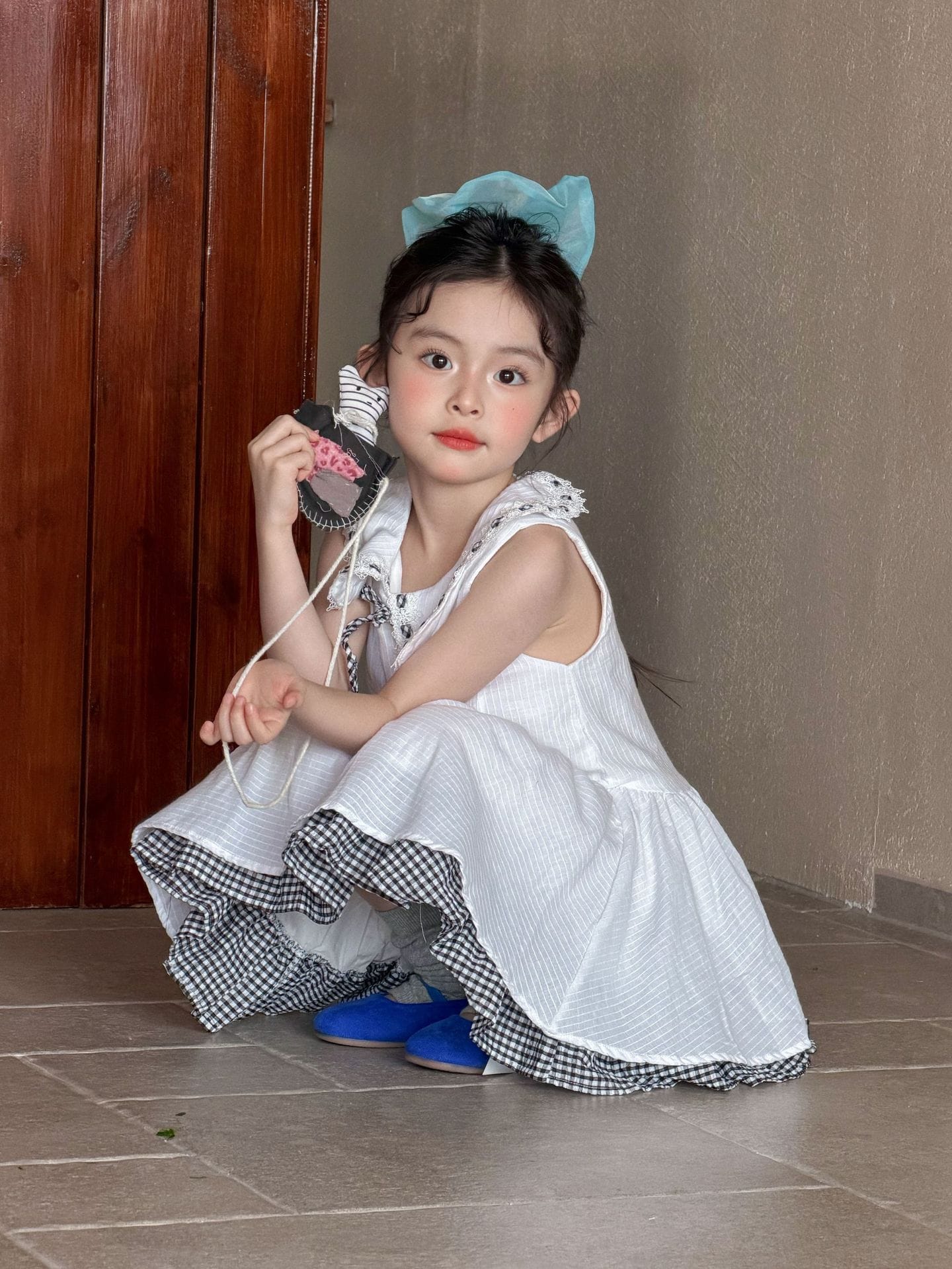 Sleeveless Plaid Patchwork Princess Dress チェック ノースリーブワンピース【mh0013291】 Mu Zika ノースリーブワンピース