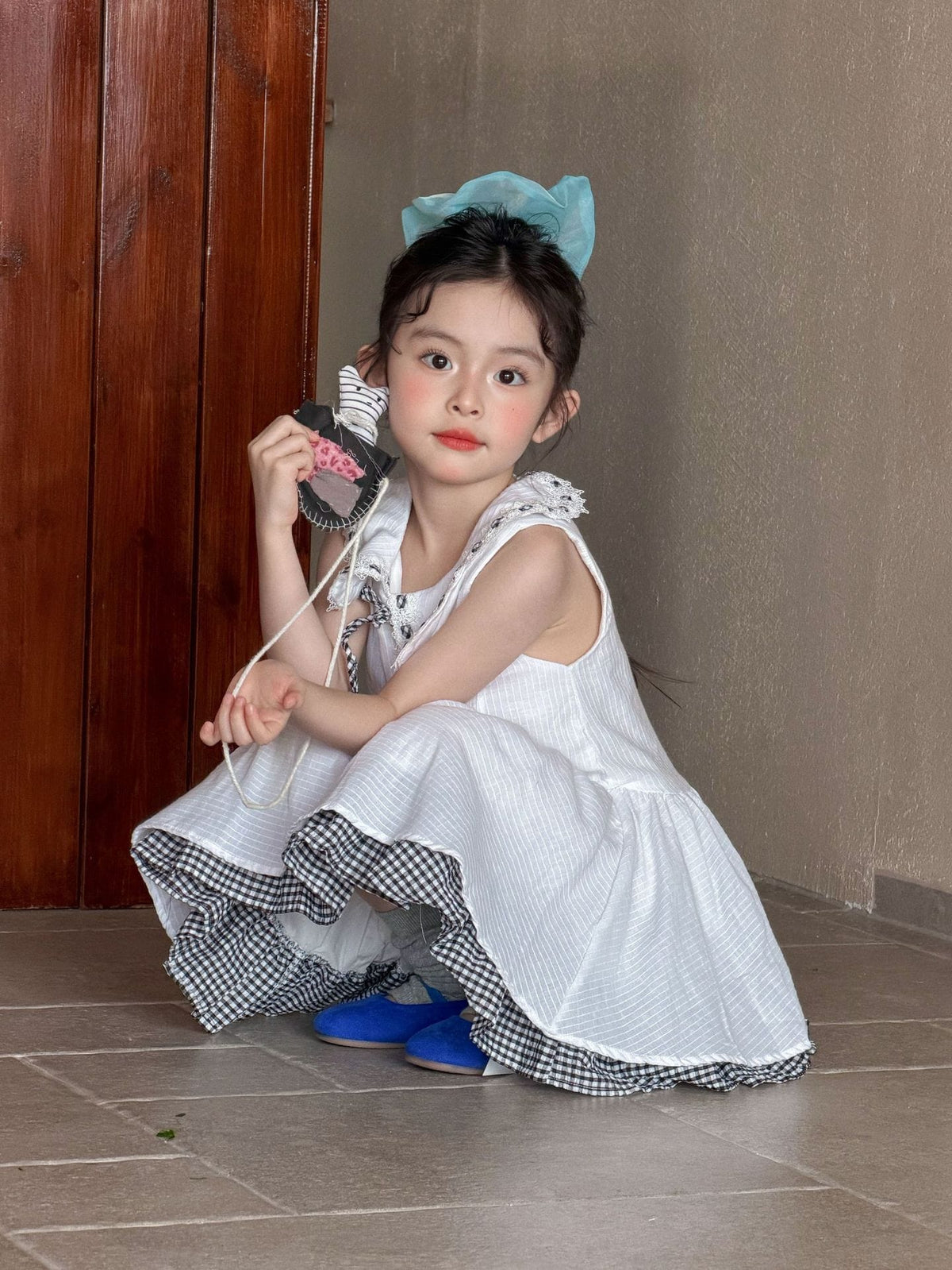 Sleeveless Plaid Patchwork Princess Dress チェック ノースリーブワンピース【mh0013291】 Mu Zika ノースリーブワンピース