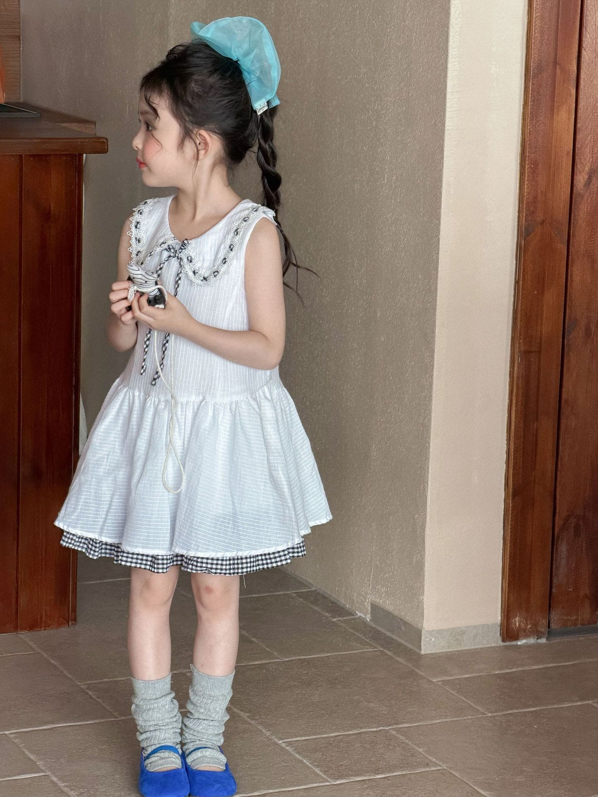 Sleeveless Plaid Patchwork Princess Dress チェック ノースリーブワンピース【mh0013291】 Mu Zika ノースリーブワンピース
