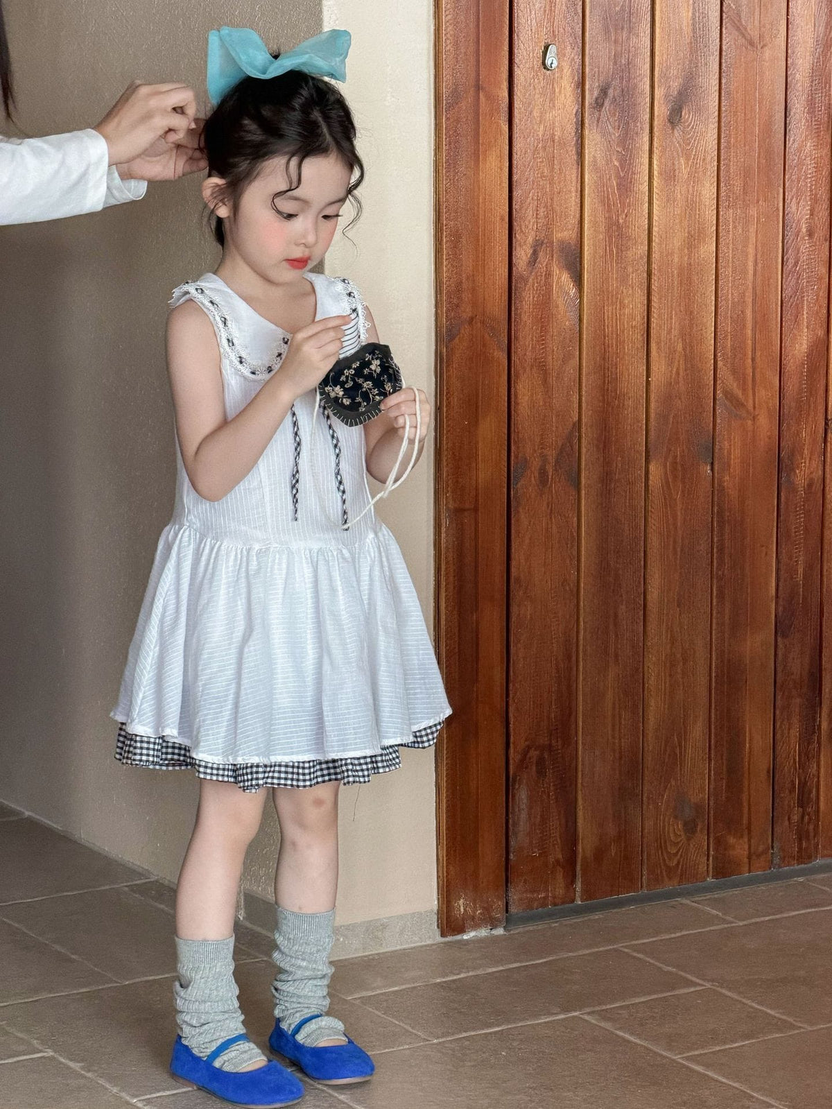 Sleeveless Plaid Patchwork Princess Dress チェック ノースリーブワンピース【mh0013291】 Mu Zika ノースリーブワンピース