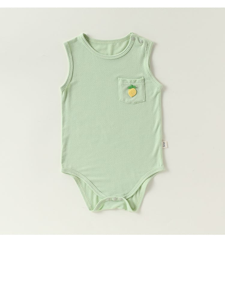 Sleeveless Pocket Modal Romper ワンポイント フルーツ ノースリーブロンパース【mh0012779】 Beitaoya ノースリーブロンパース