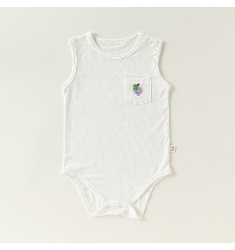 Sleeveless Pocket Modal Romper ワンポイント フルーツ ノースリーブロンパース【mh0012779】 Beitaoya ノースリーブロンパース