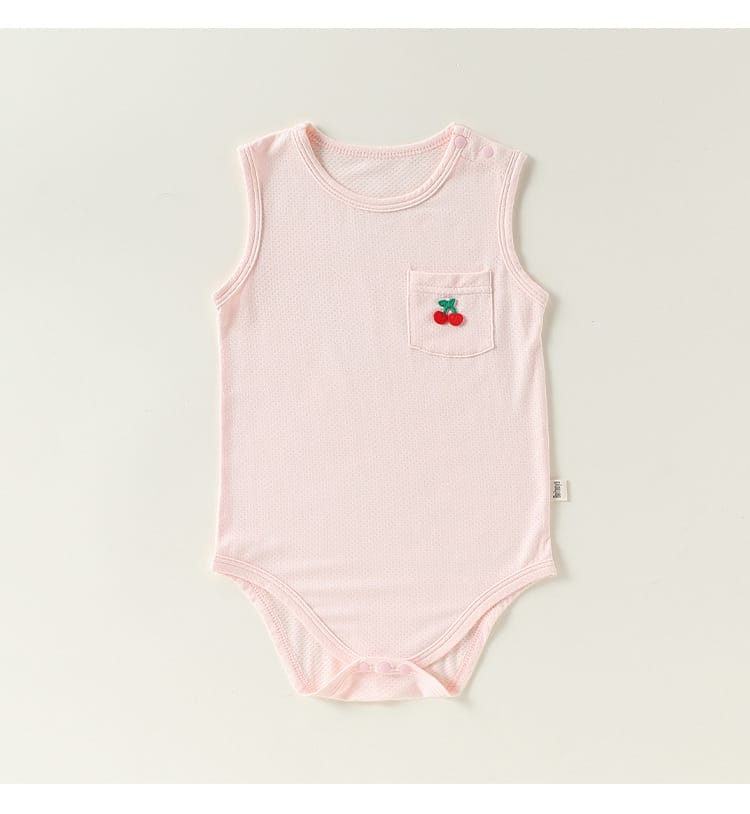 Sleeveless Pocket Modal Romper ワンポイント フルーツ ノースリーブロンパース【mh0012779】 Beitaoya ノースリーブロンパース