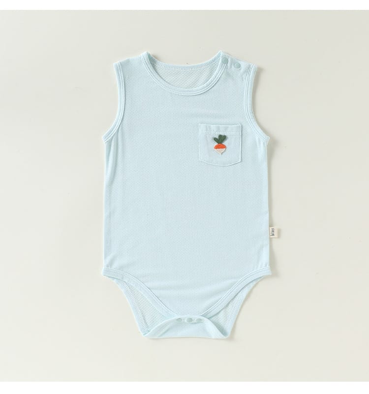 Sleeveless Pocket Modal Romper ワンポイント フルーツ ノースリーブロンパース【mh0012779】 Beitaoya ノースリーブロンパース