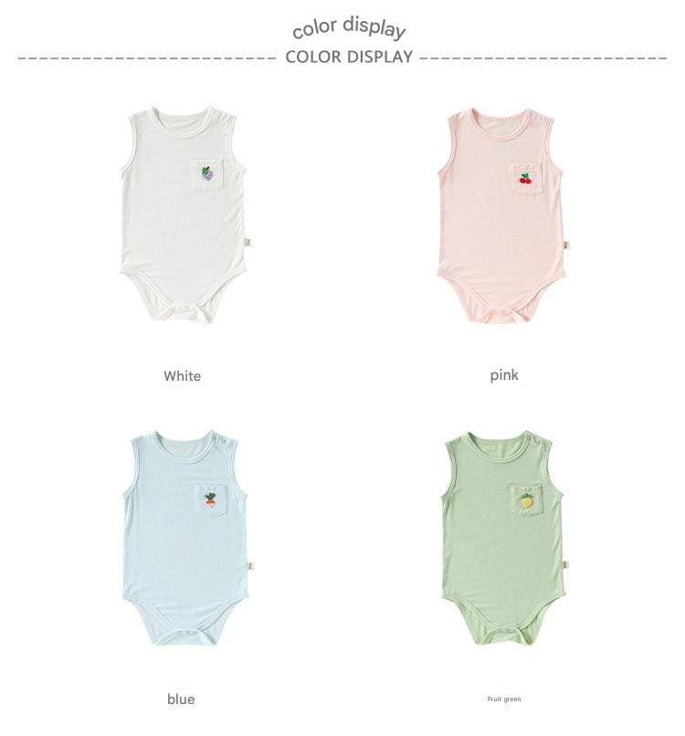 Sleeveless Pocket Modal Romper ワンポイント フルーツ ノースリーブロンパース【mh0012779】 Beitaoya ノースリーブロンパース