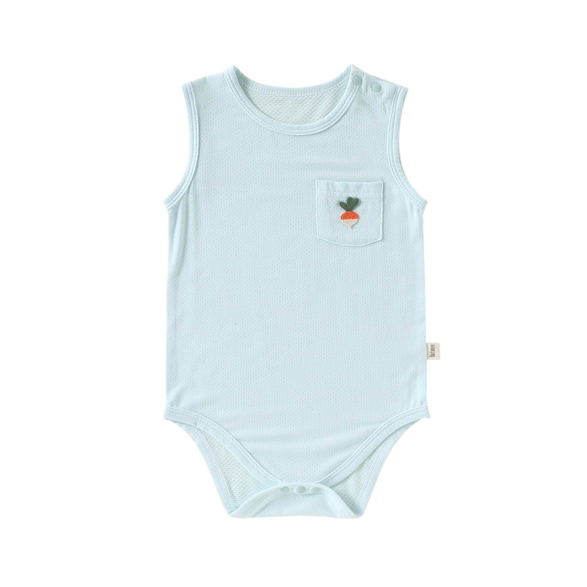 Sleeveless Pocket Modal Romper ワンポイント フルーツ ノースリーブロンパース【mh0012779】 Beitaoya ノースリーブロンパース