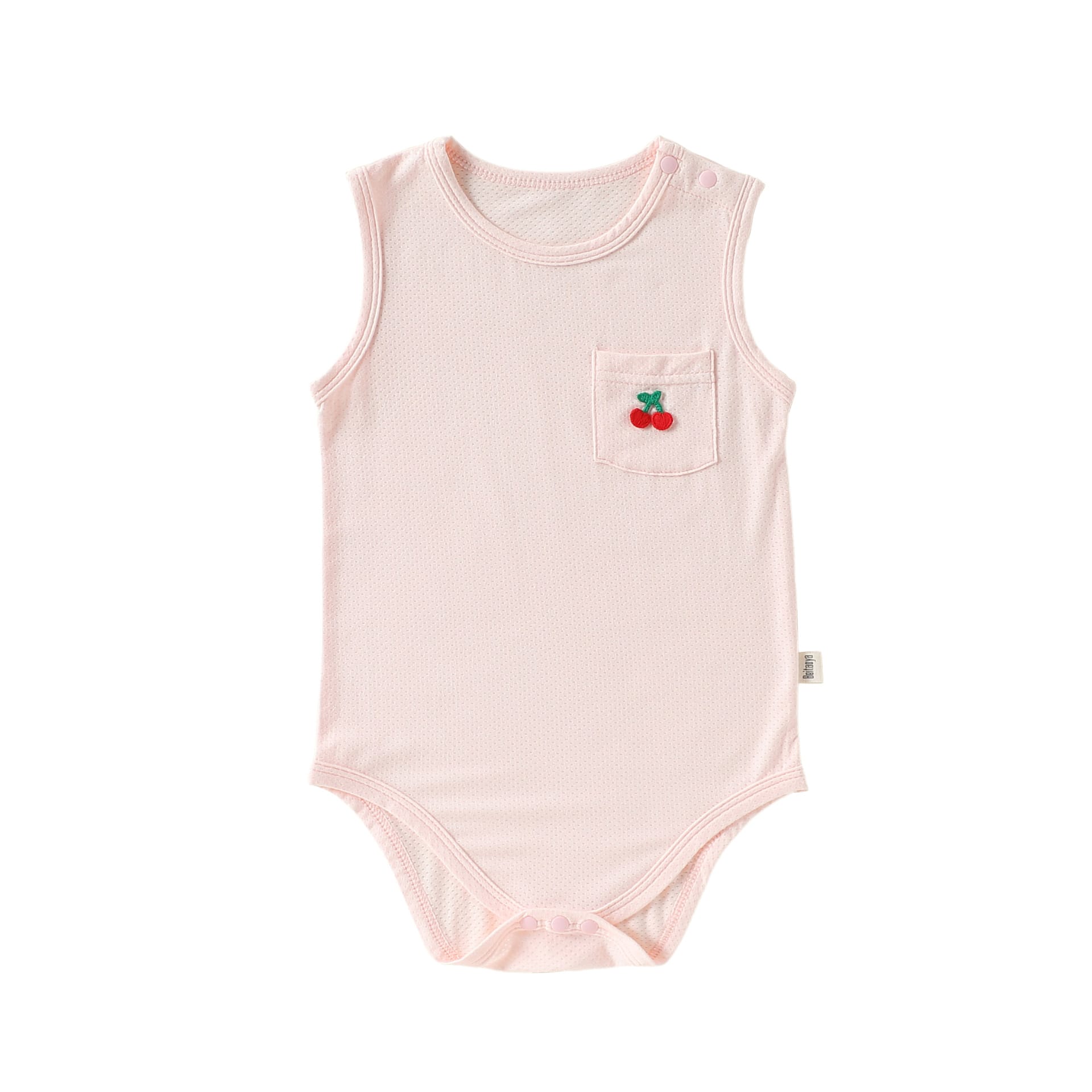 Sleeveless Pocket Modal Romper ワンポイント フルーツ ノースリーブロンパース【mh0012779】 Pink / 66cm Beitaoya ノースリーブロンパース