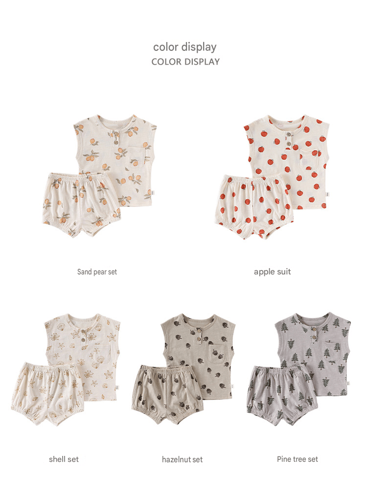 Sleeveless Pocket Top and Bloomer Set フルーツ タンクトップショートパンツセット【mh0013605】 Beitaoya ノースリーブセットアップ