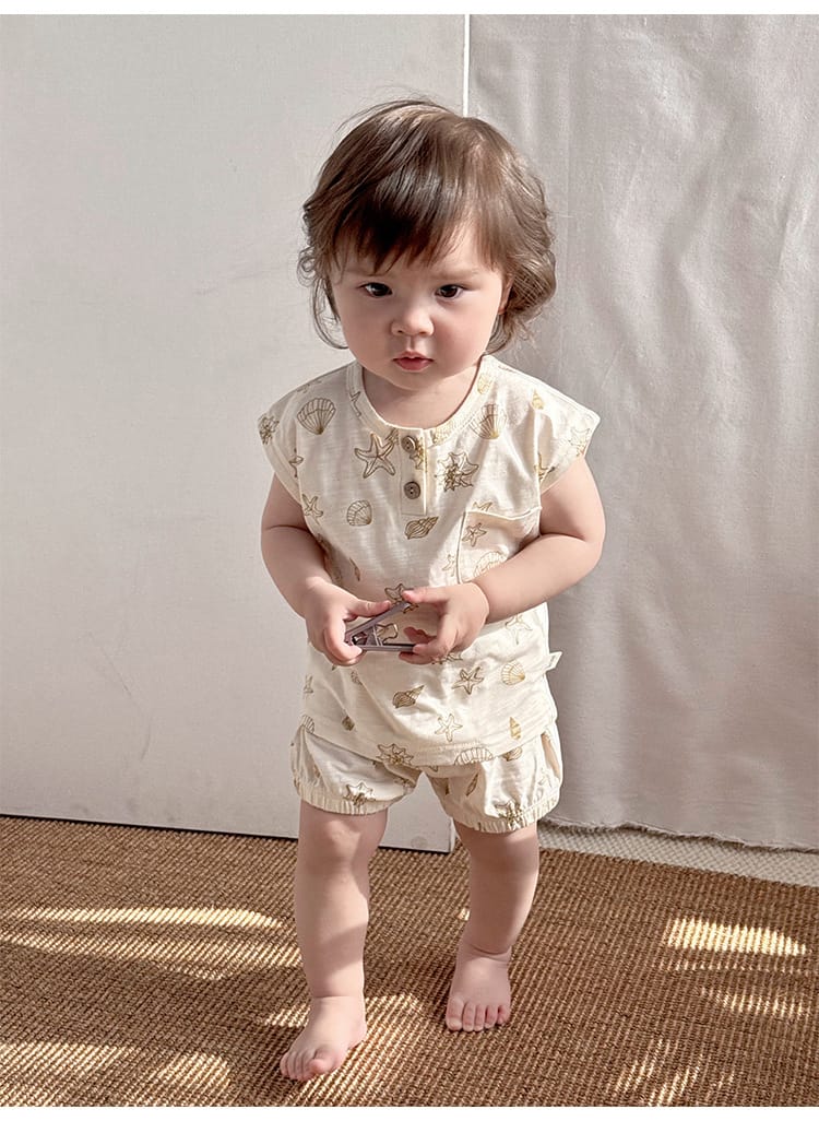 Sleeveless Pocket Top and Bloomer Set フルーツ タンクトップショートパンツセット【mh0013605】 Beitaoya ノースリーブセットアップ