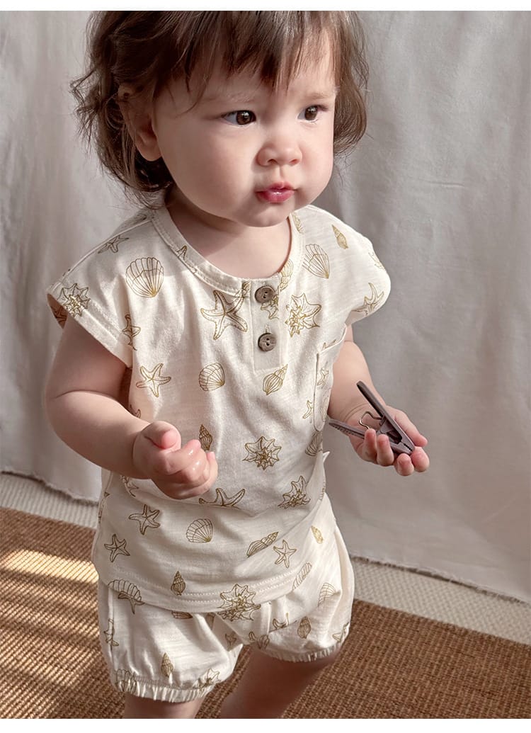 Sleeveless Pocket Top and Bloomer Set フルーツ タンクトップショートパンツセット【mh0013605】 Beitaoya ノースリーブセットアップ
