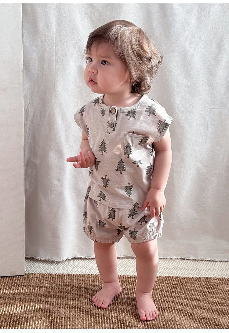 Sleeveless Pocket Top and Bloomer Set フルーツ タンクトップショートパンツセット【mh0013605】 Beitaoya ノースリーブセットアップ