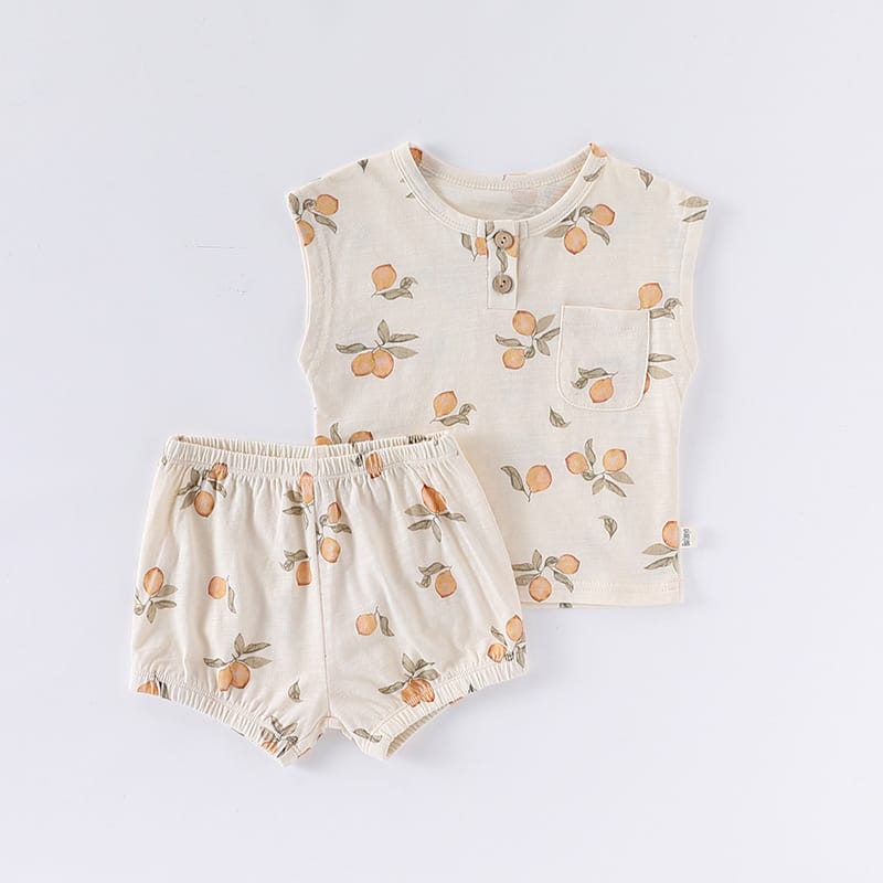 Sleeveless Pocket Top and Bloomer Set フルーツ タンクトップショートパンツセット【mh0013605】 Pear / 73cm Beitaoya ノースリーブセットアップ