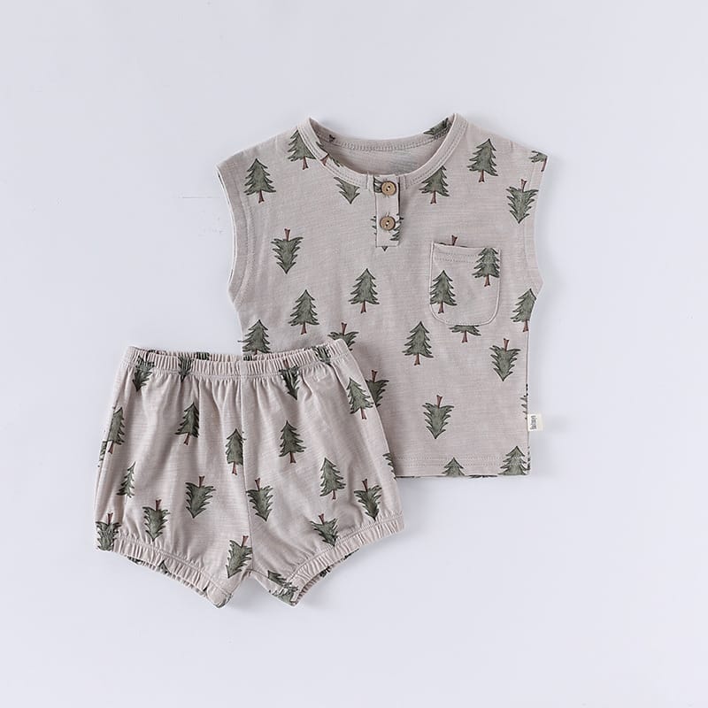 Sleeveless Pocket Top and Bloomer Set フルーツ タンクトップショートパンツセット【mh0013605】 Pine Tree / 73cm Beitaoya ノースリーブセットアップ