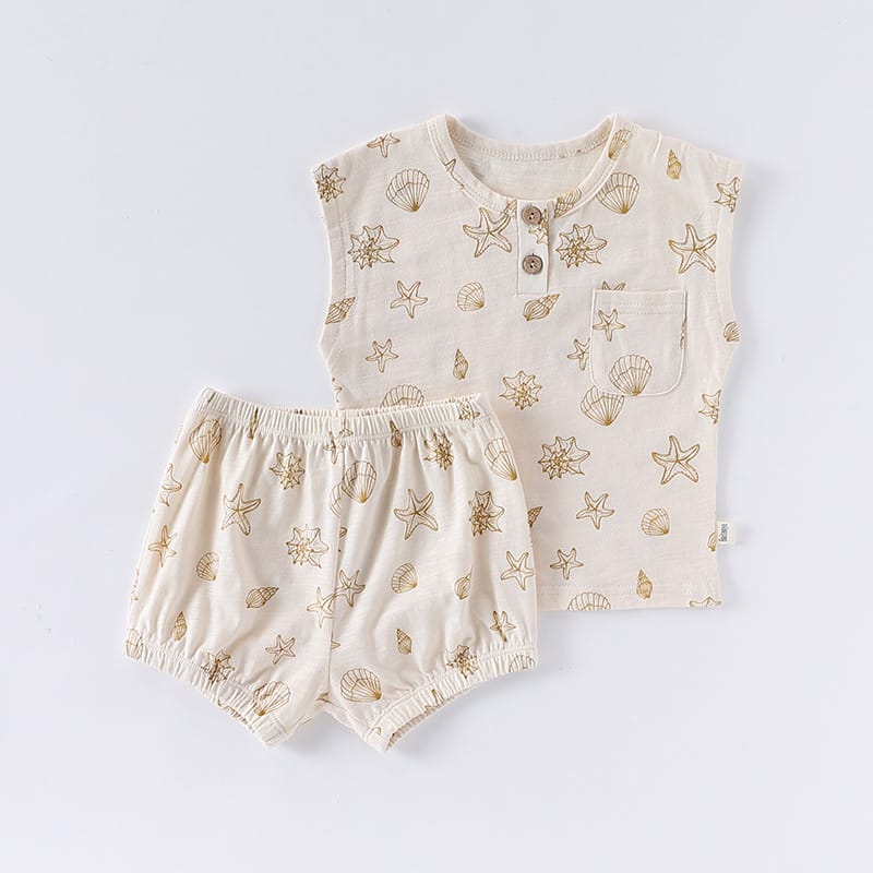 Sleeveless Pocket Top and Bloomer Set フルーツ タンクトップショートパンツセット【mh0013605】 Shell / 73cm Beitaoya ノースリーブセットアップ