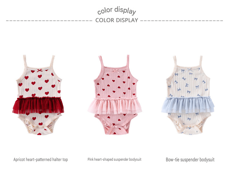 Sleeveless Ruffle Patterned Tulle Dress Romper ハート チュール ノースリーブロンパース【mh0013592】 Beitaoya ノースリーブロンパース