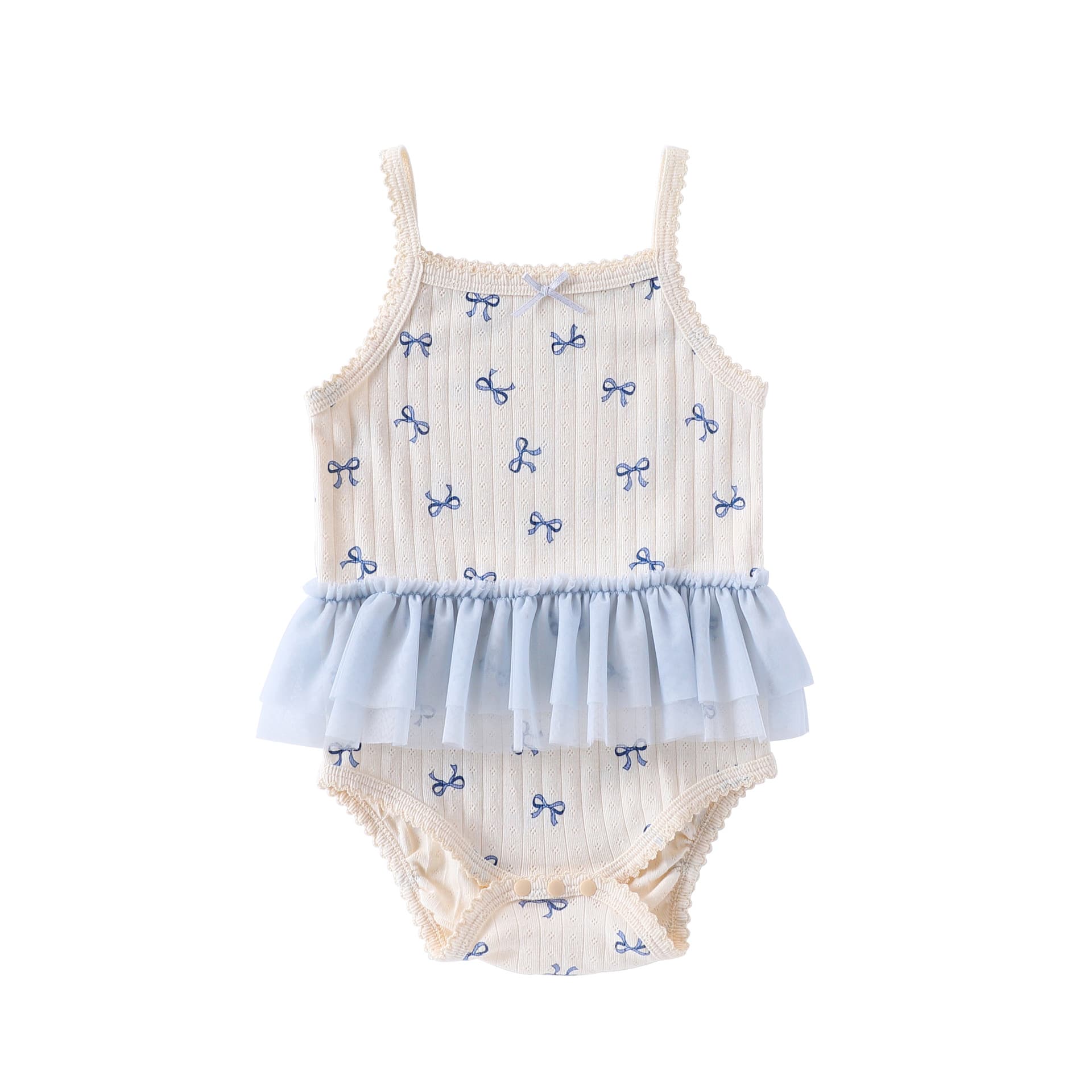 Sleeveless Ruffle Patterned Tulle Dress Romper ハート チュール ノースリーブロンパース【mh0013592】 Beitaoya ノースリーブロンパース