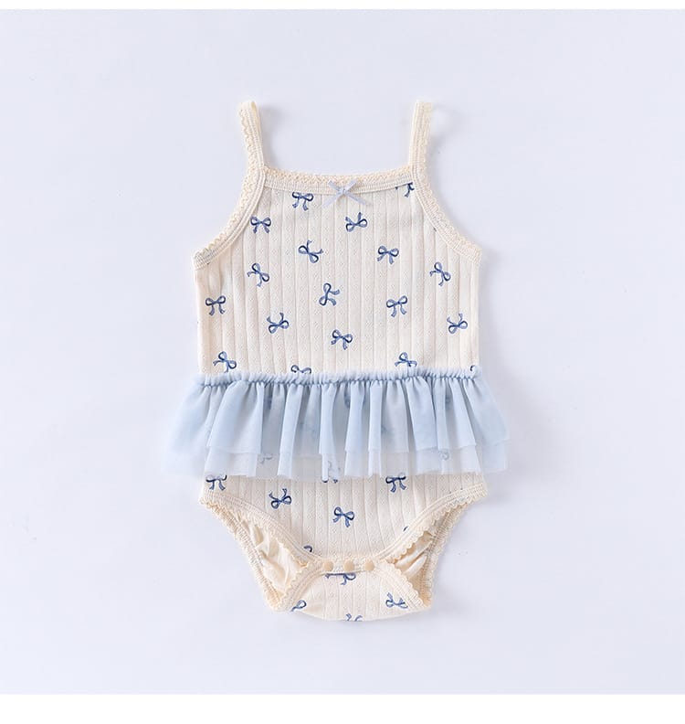 Sleeveless Ruffle Patterned Tulle Dress Romper ハート チュール ノースリーブロンパース【mh0013592】 Beitaoya ノースリーブロンパース
