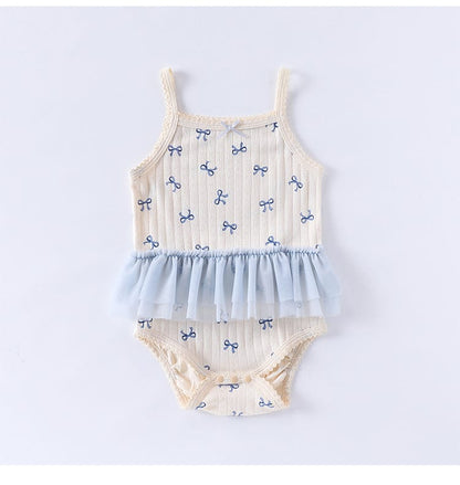Sleeveless Ruffle Patterned Tulle Dress Romper ハート チュール ノースリーブロンパース【mh0013592】 Beitaoya ノースリーブロンパース