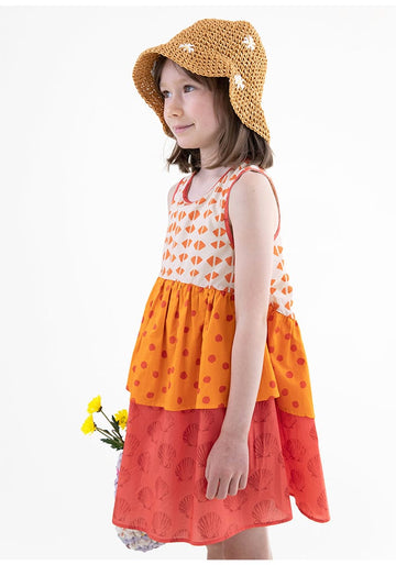Sleeveless Ruffled Dress 幾何学模様 ノースリーブワンピース【mh0013211】 RICE & SKY ノースリーブワンピース