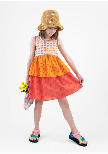 Sleeveless Ruffled Dress 幾何学模様 ノースリーブワンピース【mh0013211】 RICE & SKY ノースリーブワンピース