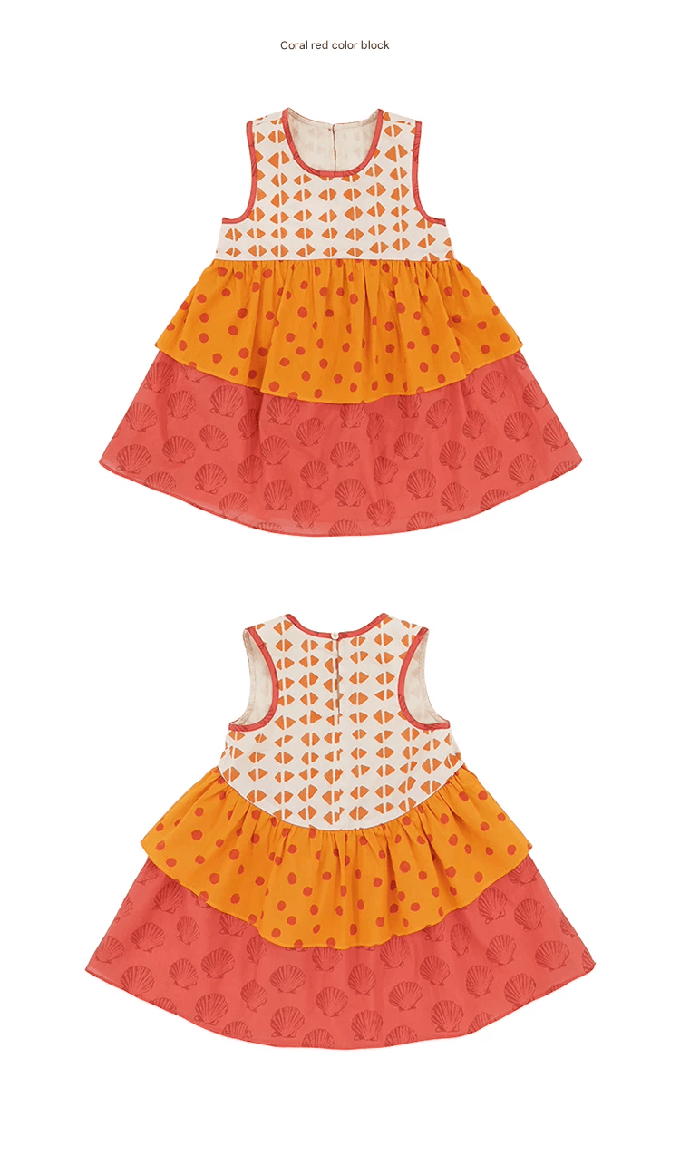 Sleeveless Ruffled Dress 幾何学模様 ノースリーブワンピース【mh0013211】 RICE & SKY ノースリーブワンピース