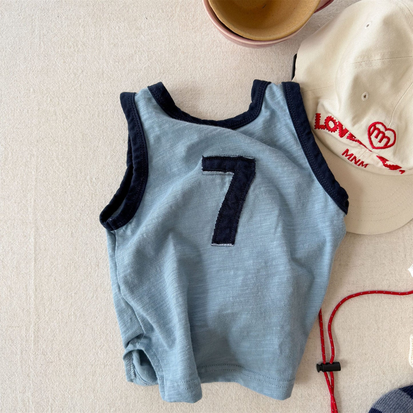 Sleeveless Slub Cotton Tank Top ブロックチェック タンクトップ【mh0013449】 ADbaby タンクトップ・キャミソール・ノースリーブトップス