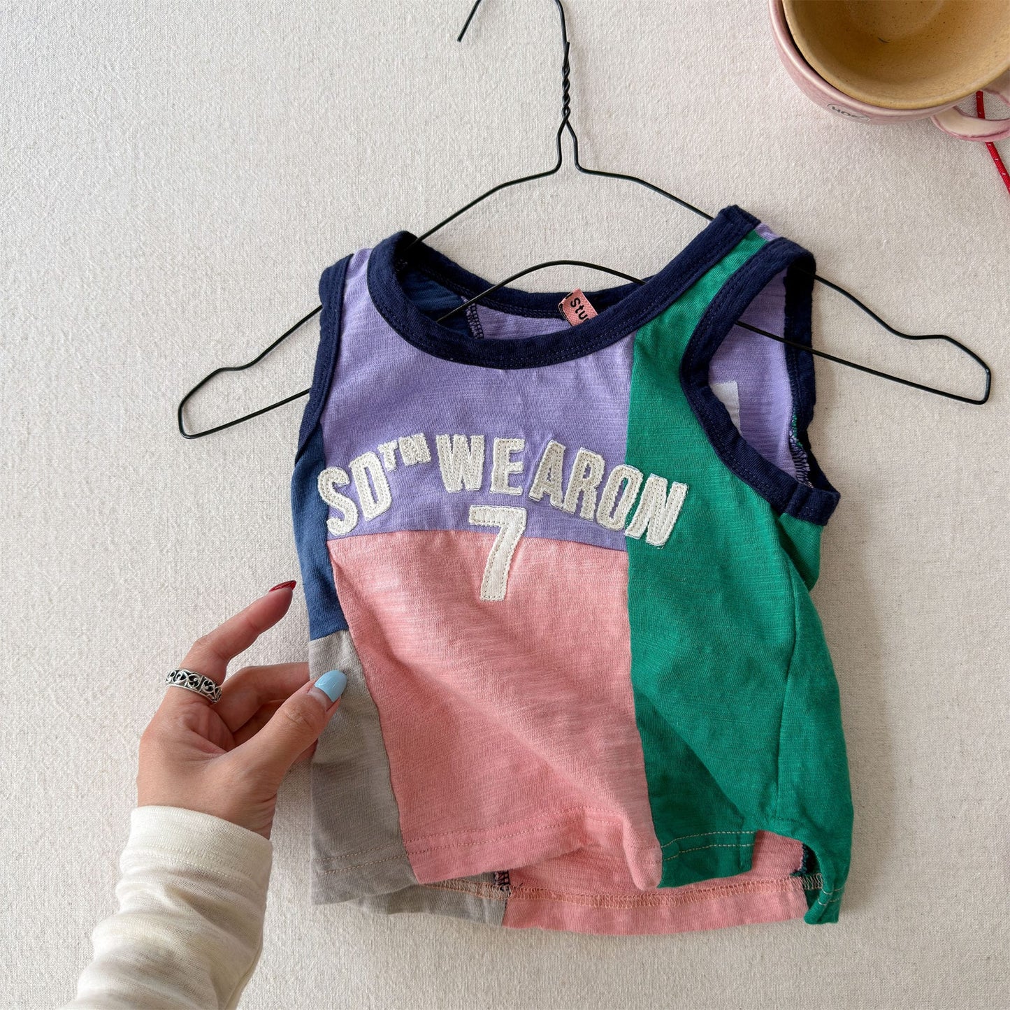 Sleeveless Slub Cotton Tank Top ブロックチェック タンクトップ【mh0013449】 Multi Color / 80cm ADbaby タンクトップ・キャミソール・ノースリーブトップス