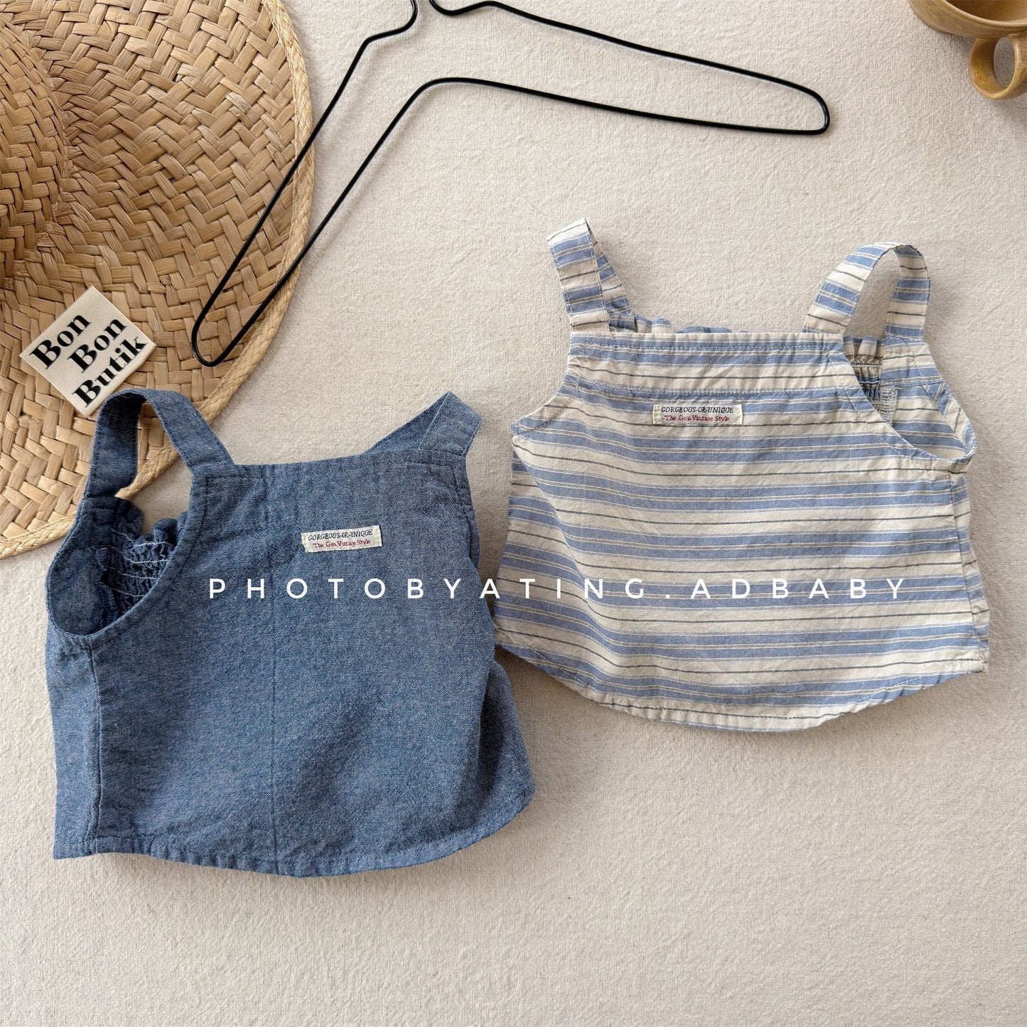 Sleeveless Square Neck Camisole ストライプ キャミソール【mh0013454】 ADbaby タンクトップ・キャミソール・ノースリーブトップス