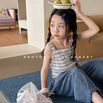 Sleeveless Square Neck Camisole ストライプ キャミソール【mh0013454】 ADbaby タンクトップ・キャミソール・ノースリーブトップス