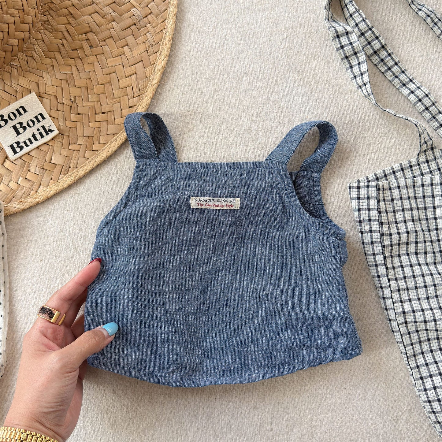 Sleeveless Square Neck Camisole ストライプ キャミソール【mh0013454】 Denim Blue / 80cm ADbaby タンクトップ・キャミソール・ノースリーブトップス