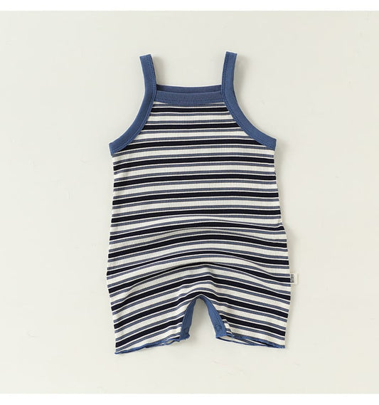 Sleeveless Striped Cotton Romper ボーダー ノースリーブロンパース【mh0013500】 Beitaoya ノースリーブロンパース