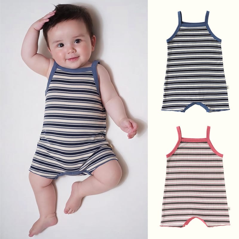 Sleeveless Striped Cotton Romper ボーダー ノースリーブロンパース【mh0013500】 Beitaoya ノースリーブロンパース