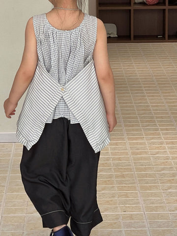Sleeveless Striped Shirt Long Pants ノースリーブシャツ ロングパンツ【mh0013294】 Mu Zika ノースリーブセットアップ
