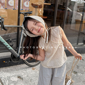 Sleeveless V-neck Ruffle Blouse フリル ノースリーブシャツ【mh0013457】 ADbaby タンクトップ・キャミソール・ノースリーブトップス