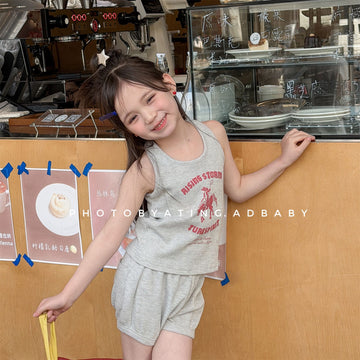 Sleeveless Waffle Logo Tank Shorts Set アメカジ タンクトップ ショートパンツ セット【mh0013451】 ADbaby ノースリーブセットアップ