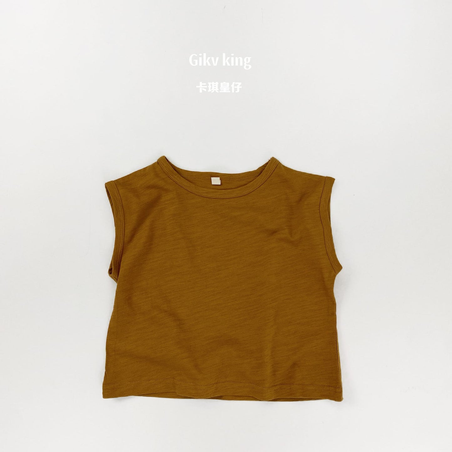 Slub Textured Bamboo Cotton Tank Top シンプル 無地 ノースリーブTシャツ【mh0012836】 Camel / 80cm Gikv king タンクトップ・キャミソール・ノースリーブトップス