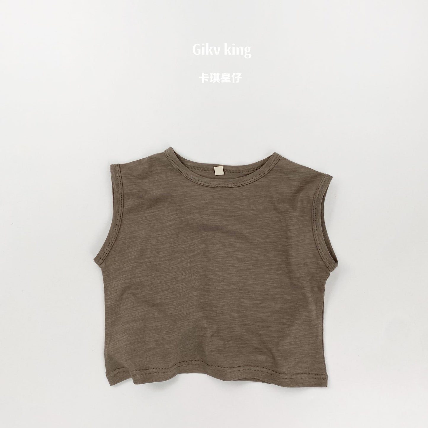 Slub Textured Bamboo Cotton Tank Top シンプル 無地 ノースリーブTシャツ【mh0012836】 Chestnut / 80cm Gikv king タンクトップ・キャミソール・ノースリーブトップス