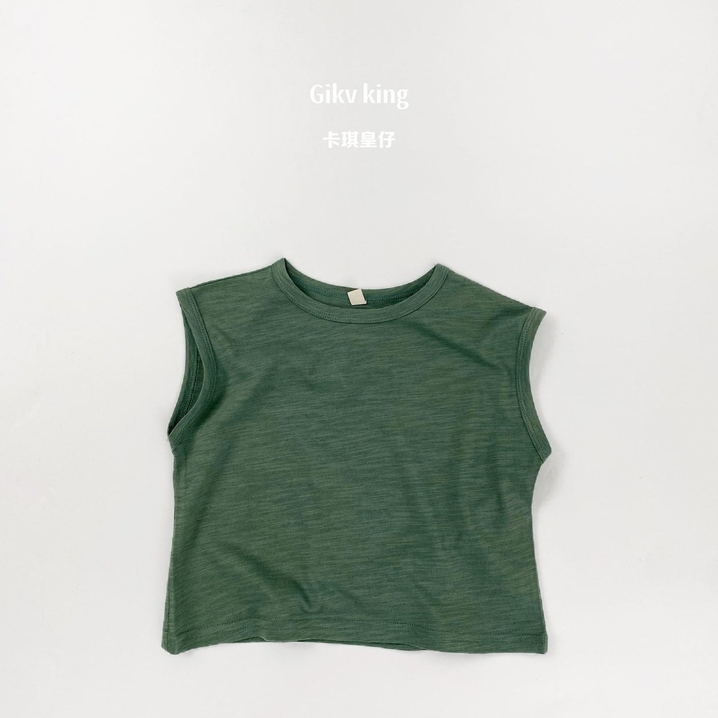 Slub Textured Bamboo Cotton Tank Top シンプル 無地 ノースリーブTシャツ【mh0012836】 Dark Green / 80cm Gikv king タンクトップ・キャミソール・ノースリーブトップス