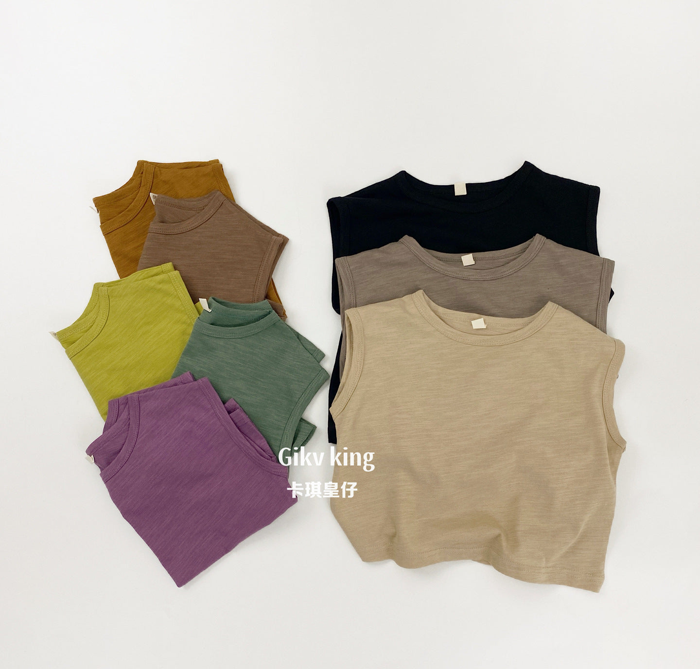 Slub Textured Bamboo Cotton Tank Top シンプル 無地 ノースリーブTシャツ【mh0012836】 Gikv king タンクトップ・キャミソール・ノースリーブトップス