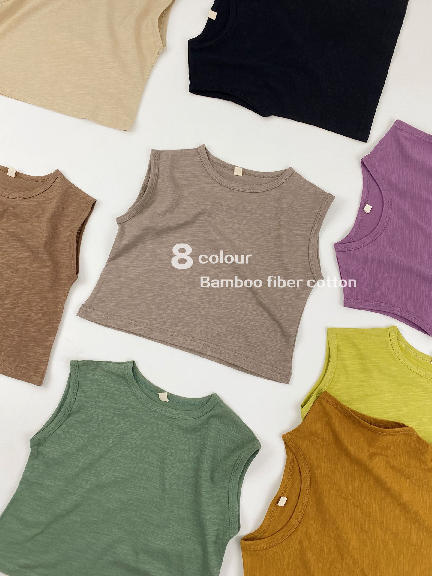 Slub Textured Bamboo Cotton Tank Top シンプル 無地 ノースリーブTシャツ【mh0012836】 Gikv king タンクトップ・キャミソール・ノースリーブトップス