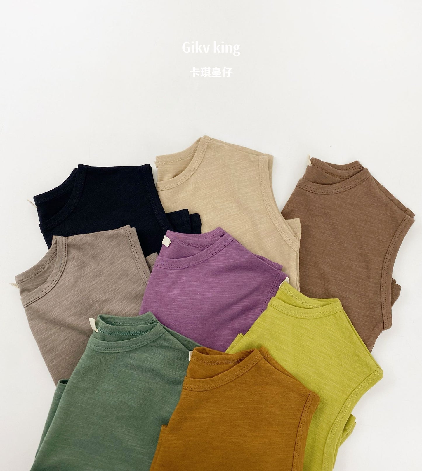 Slub Textured Bamboo Cotton Tank Top シンプル 無地 ノースリーブTシャツ【mh0012836】 Gikv king タンクトップ・キャミソール・ノースリーブトップス