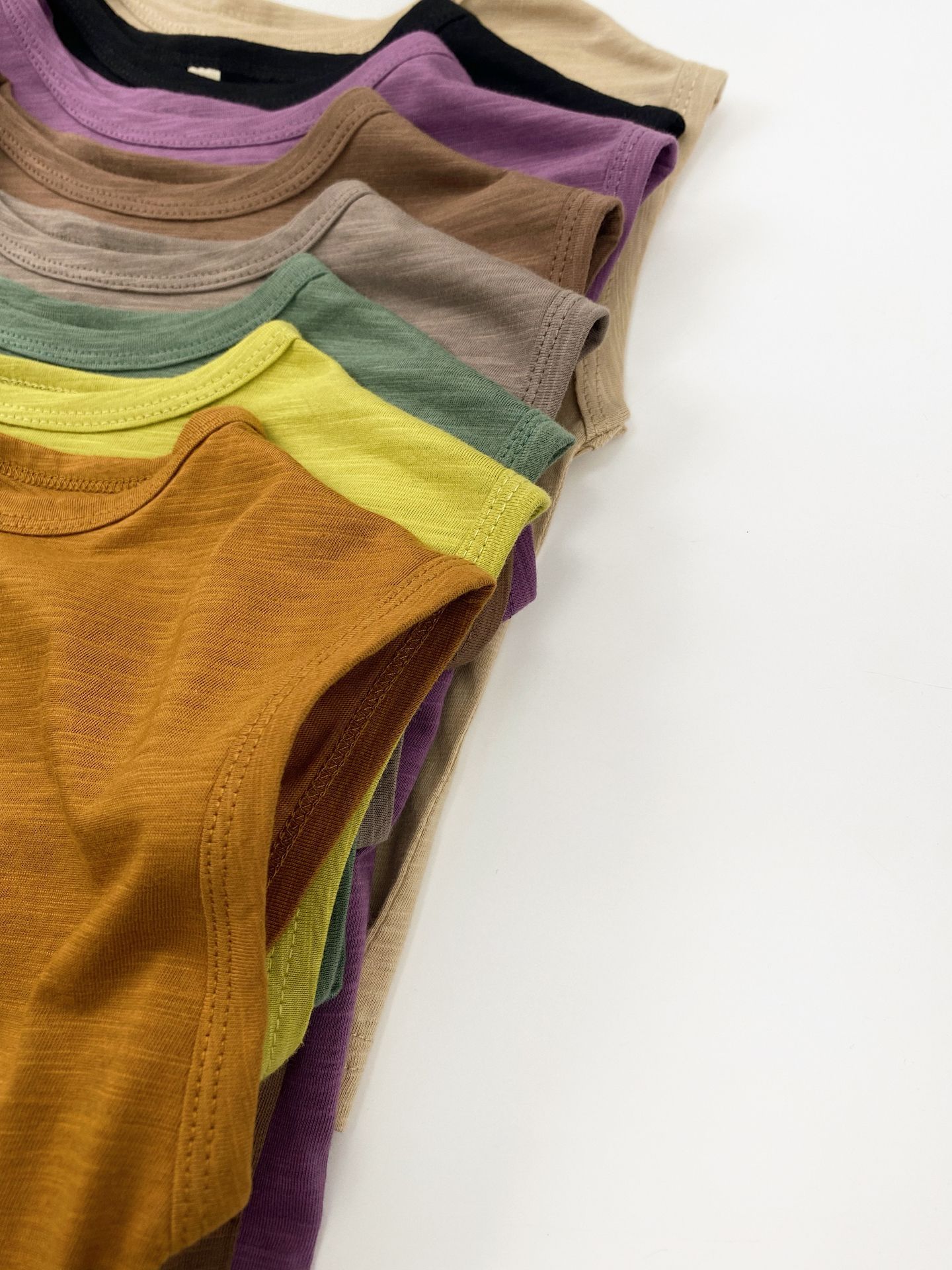 Slub Textured Bamboo Cotton Tank Top シンプル 無地 ノースリーブTシャツ【mh0012836】 Gikv king タンクトップ・キャミソール・ノースリーブトップス